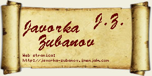 Javorka Zubanov vizit kartica